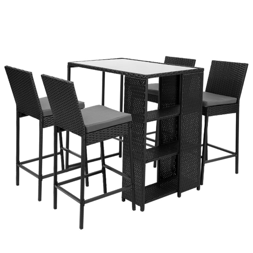 5 Piece Outdoor Wicker Bar Set