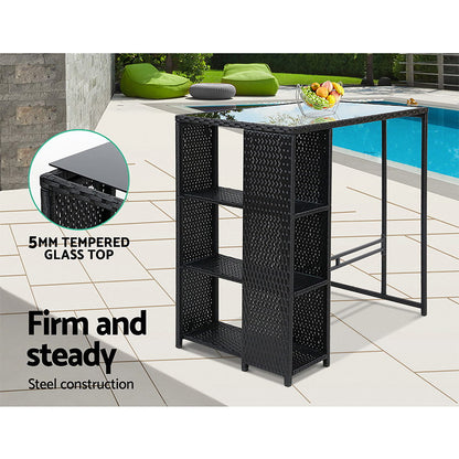 5 Piece Outdoor Wicker Bar Set