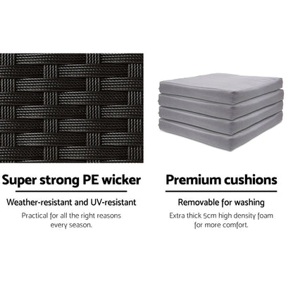 5 Piece Outdoor Wicker Bar Set