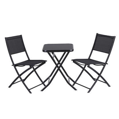 Outdoor Bistro Set Folding Table and Chairs Patio Furniture Garden Steel Black