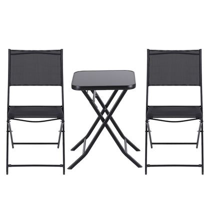 Outdoor Bistro Set Folding Table and Chairs Patio Furniture Garden Steel Black