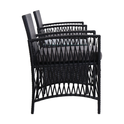 3PC Outdoor Wicker Bistro Set - Black