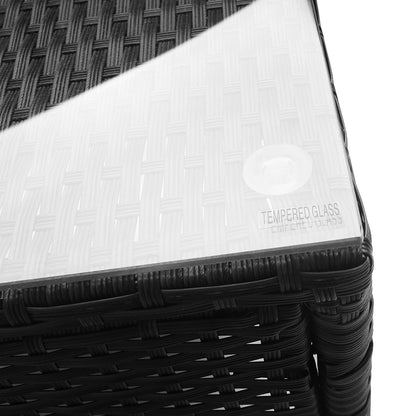 3PC Outdoor Bistro Set Patio Furniture Wicker - Black