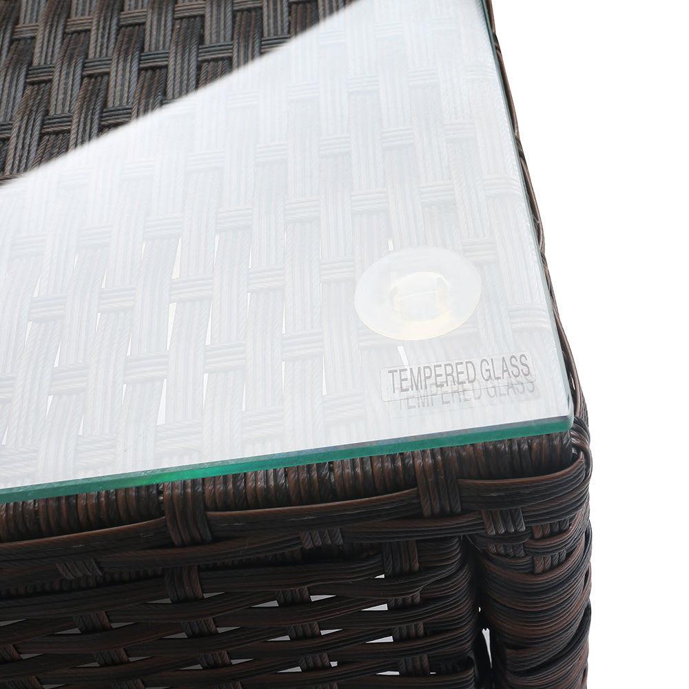 3PC Outdoor Bistro Set Patio Furniture Wicker - Brown