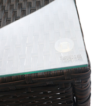 3PC Outdoor Bistro Set Patio Furniture Wicker - Brown