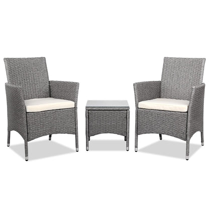3PC Outdoor Wicker Bistro Set - Grey