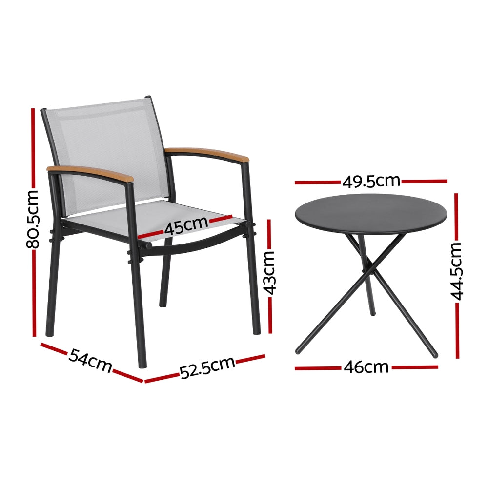 Gardeon 3PC Outdoor Bistro Set Table and Chairs