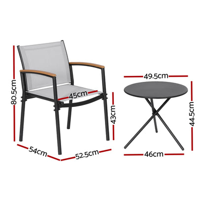 Gardeon 3PC Outdoor Bistro Set Table and Chairs