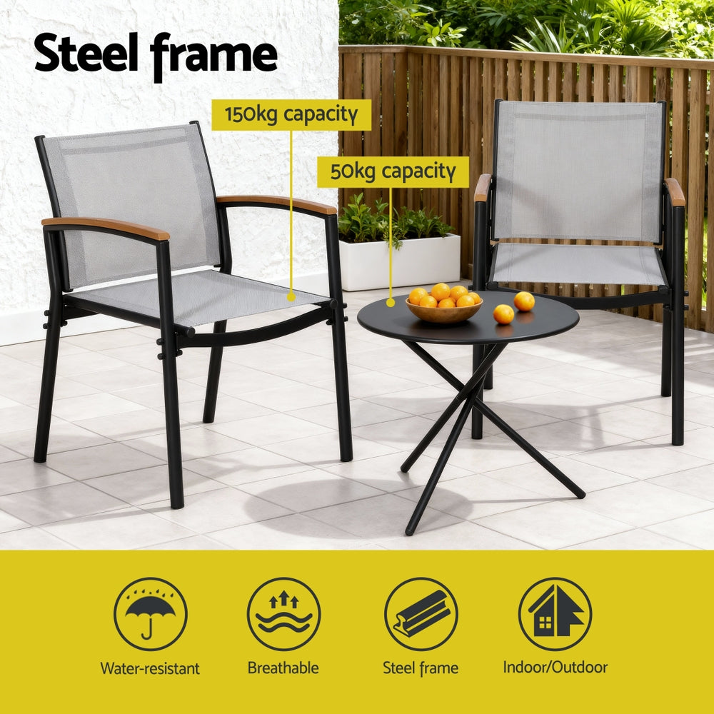 Gardeon 3PC Outdoor Bistro Set Table and Chairs