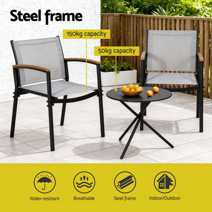 Gardeon 3PC Outdoor Bistro Set Table and Chairs
