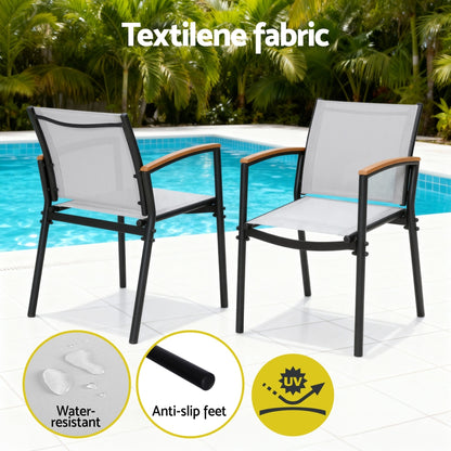 Gardeon 3PC Outdoor Bistro Set Table and Chairs