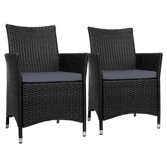 Set of 2 Idris Outdoor Wicker Dining Chairs - Black