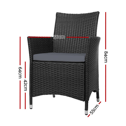 Set of 2 Idris Outdoor Wicker Dining Chairs - Black