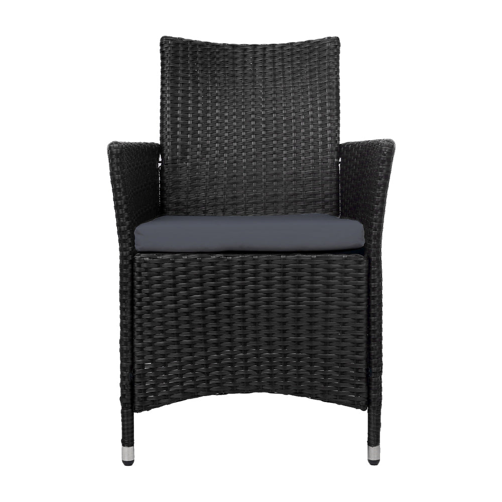 Set of 2 Idris Outdoor Wicker Dining Chairs - Black