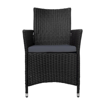 Set of 2 Idris Outdoor Wicker Dining Chairs - Black