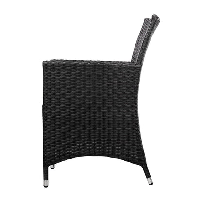 Set of 2 Idris Outdoor Wicker Dining Chairs - Black
