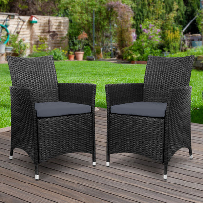 Set of 2 Idris Outdoor Wicker Dining Chairs - Black