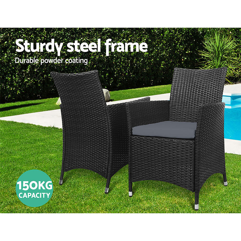 Set of 2 Idris Outdoor Wicker Dining Chairs - Black