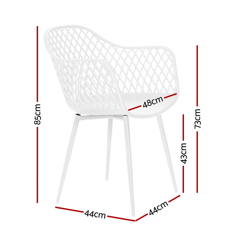 Set of 4 Outdoor Dining Chairs - White