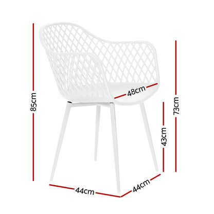 Set of 4 Outdoor Dining Chairs - White