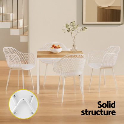 Set of 4 Outdoor Dining Chairs - White