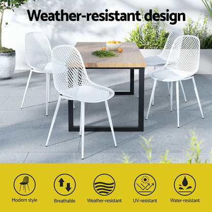 4PC Outdoor Dining Chairs - White