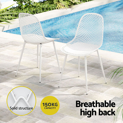 4PC Outdoor Dining Chairs - White