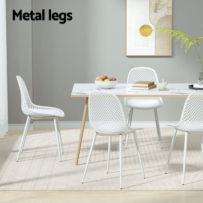 4PC Outdoor Dining Chairs - White