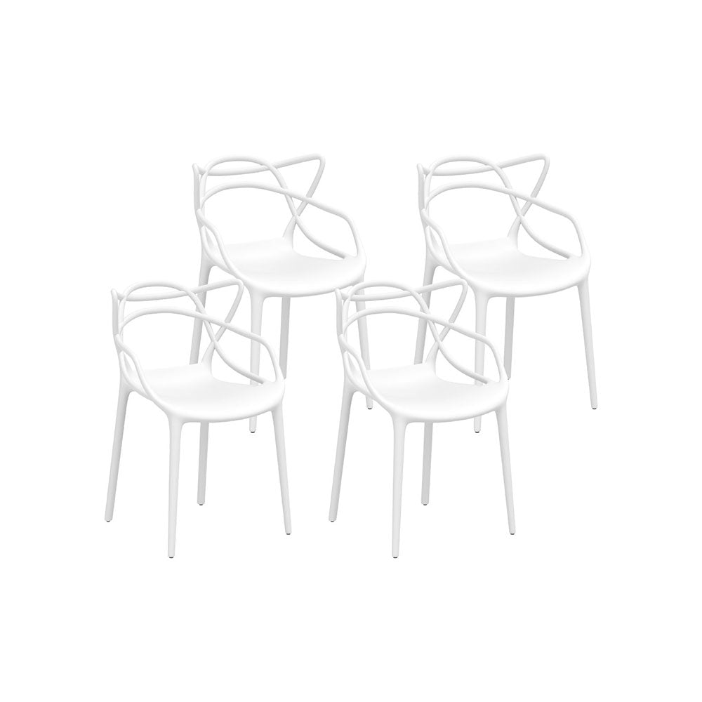 4PC Outdoor Dining Chairs Stackable - White