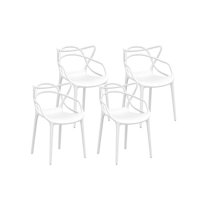 4PC Outdoor Dining Chairs Stackable - White