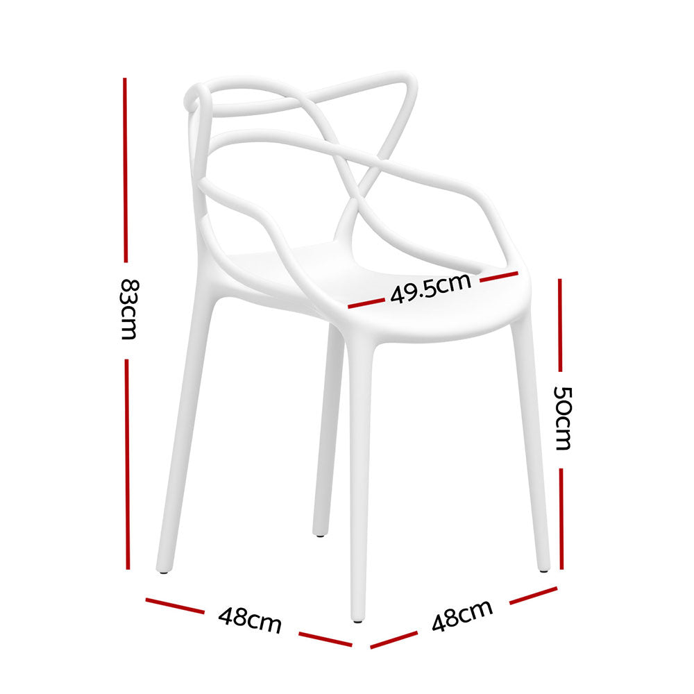 4PC Outdoor Dining Chairs Stackable - White