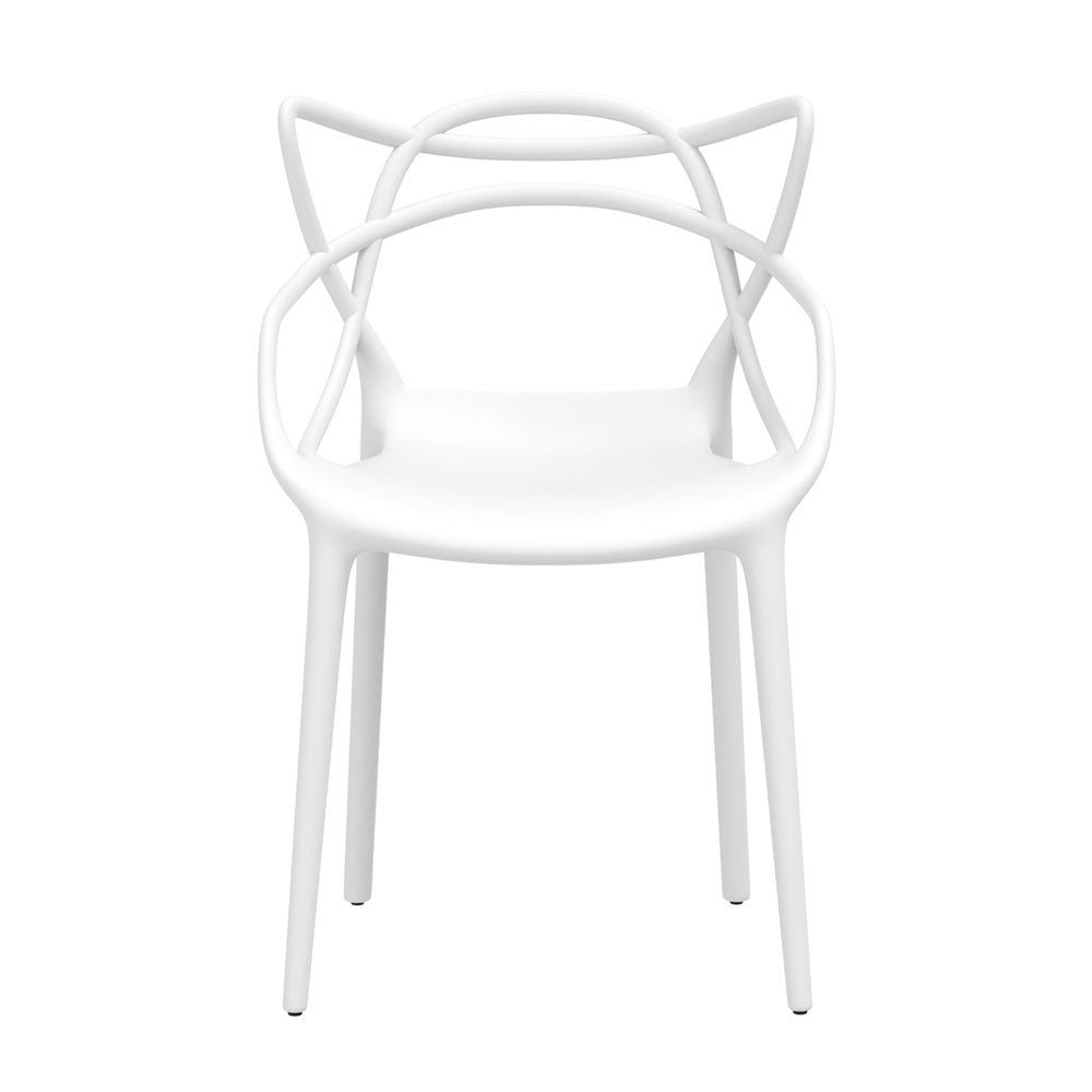 4PC Outdoor Dining Chairs Stackable - White
