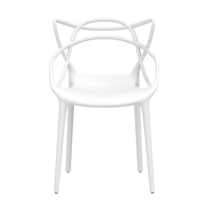 4PC Outdoor Dining Chairs Stackable - White