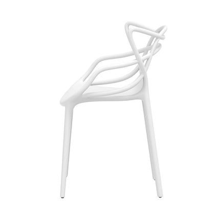 4PC Outdoor Dining Chairs Stackable - White