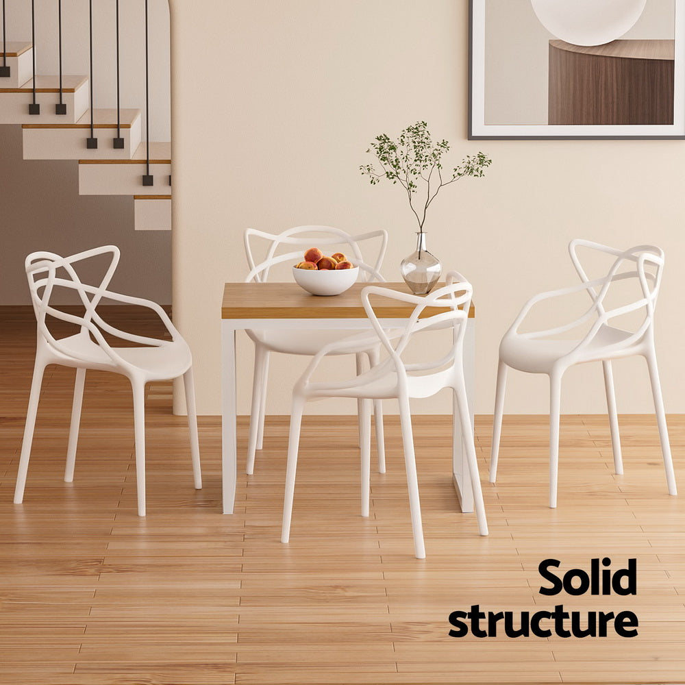 4PC Outdoor Dining Chairs Stackable - White