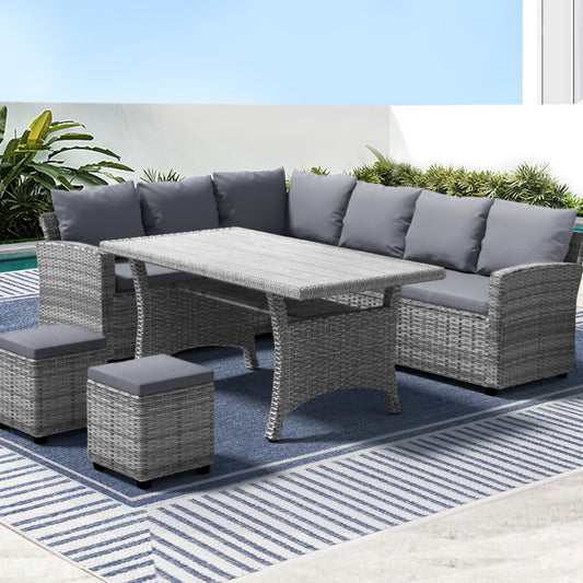Outdoor 8-Seater Wicker Dining Set Table Chairs Setting