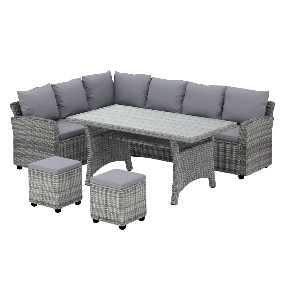 Outdoor 8-Seater Wicker Dining Set Table Chairs Setting