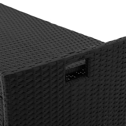 Outdoor Storage Bench Box Wicker Garden Sheds Tools Cushion Patio Furniture - Black