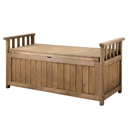 Outdoor Storage Bench Box Wooden Garden Toy Tool Sheds Patio Furniture Brown