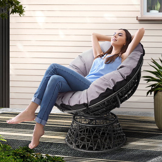 Outdoor Papasan Chair Wicker - Black