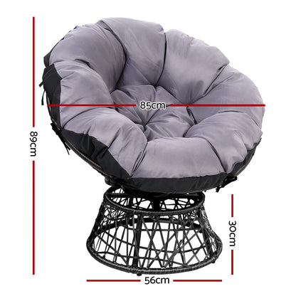 Outdoor Papasan Chair Wicker - Black
