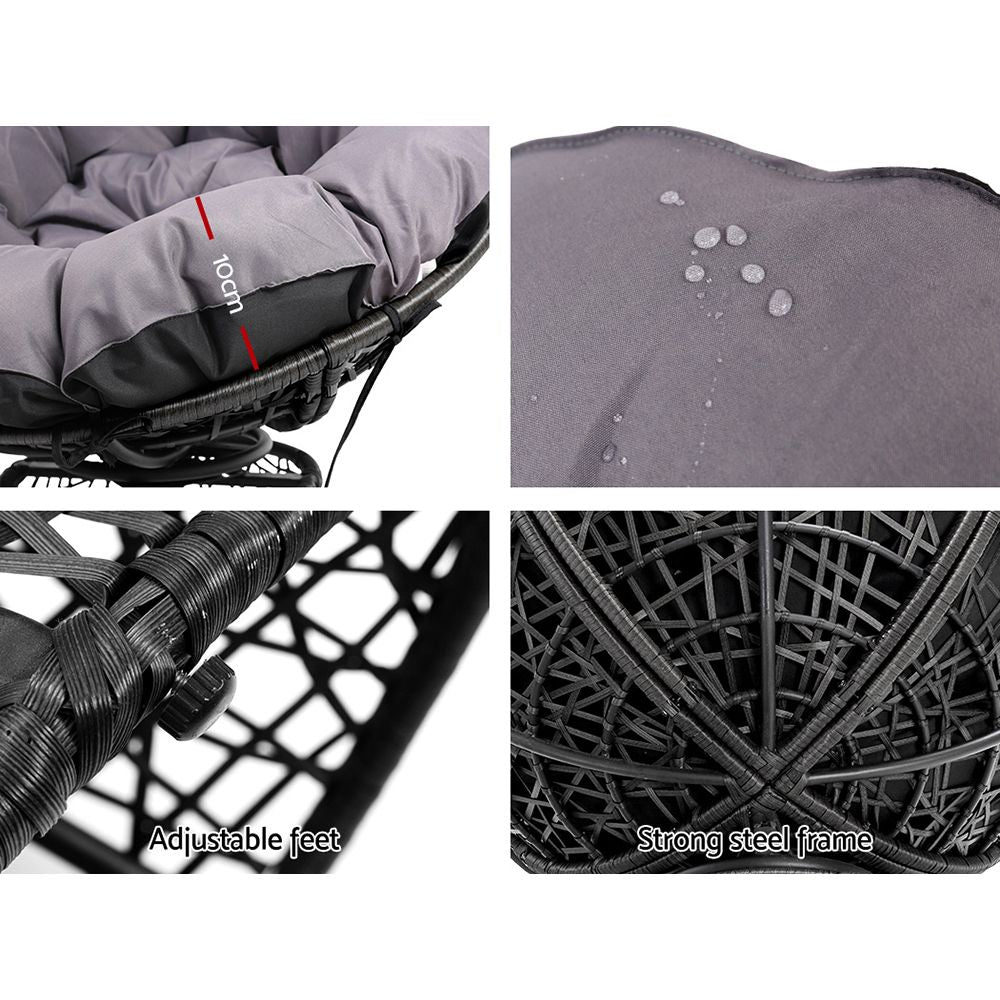 Outdoor Papasan Chair Wicker - Black