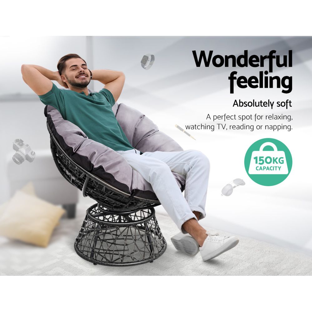 Outdoor Papasan Chair Wicker - Black