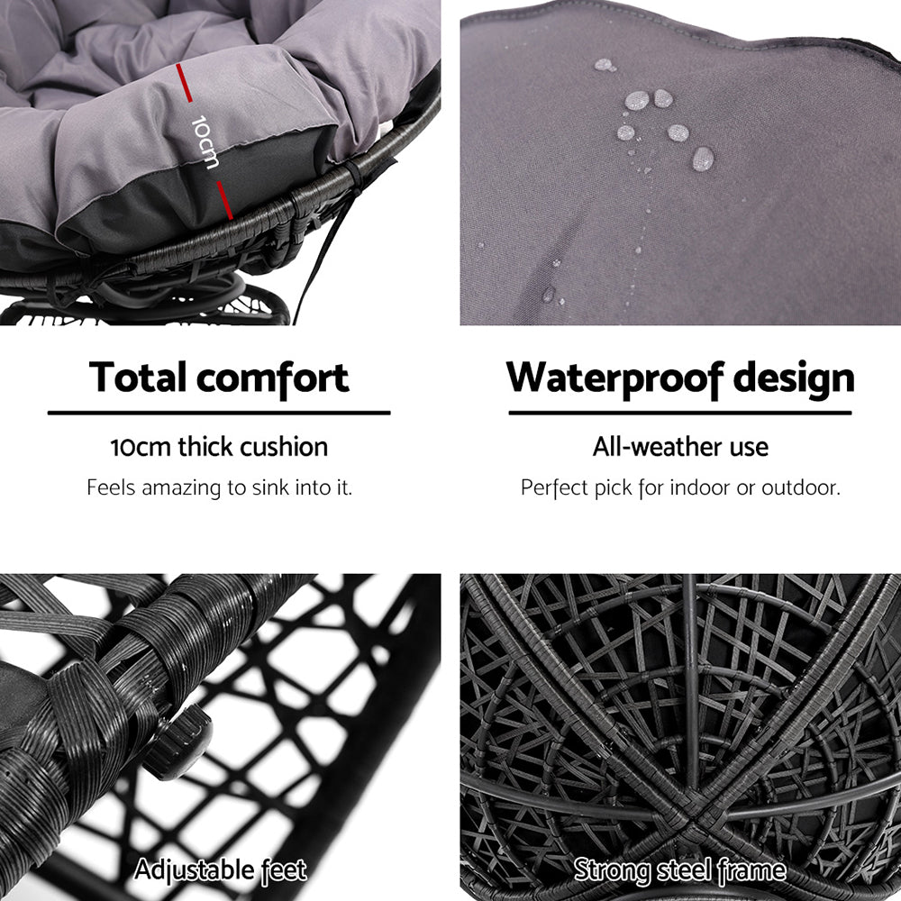 Outdoor Papasan Chair Wicker - Black