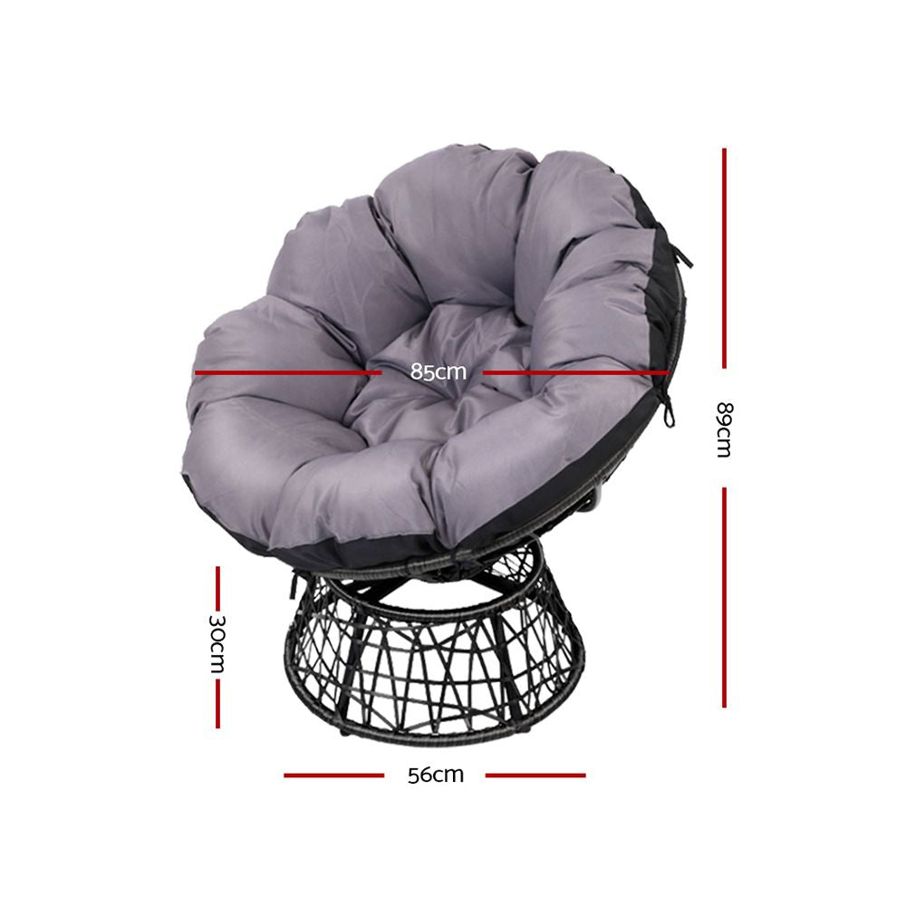 Outdoor Papasan Chair Wicker - Black