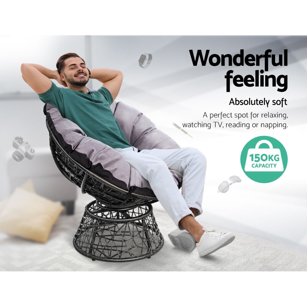 Outdoor Papasan Chair Wicker - Black