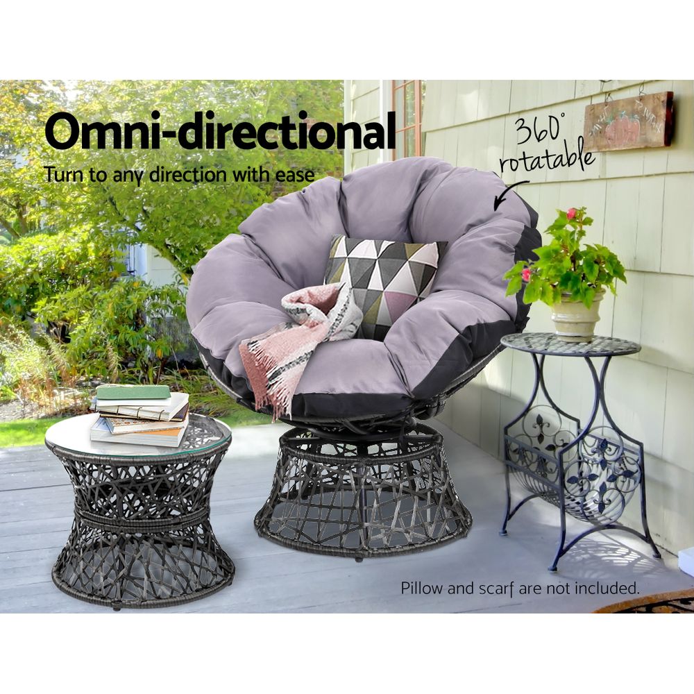 Outdoor Papasan Chair Wicker - Black
