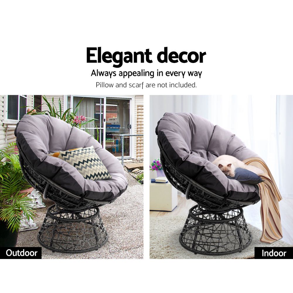 Outdoor Papasan Chair Wicker - Black