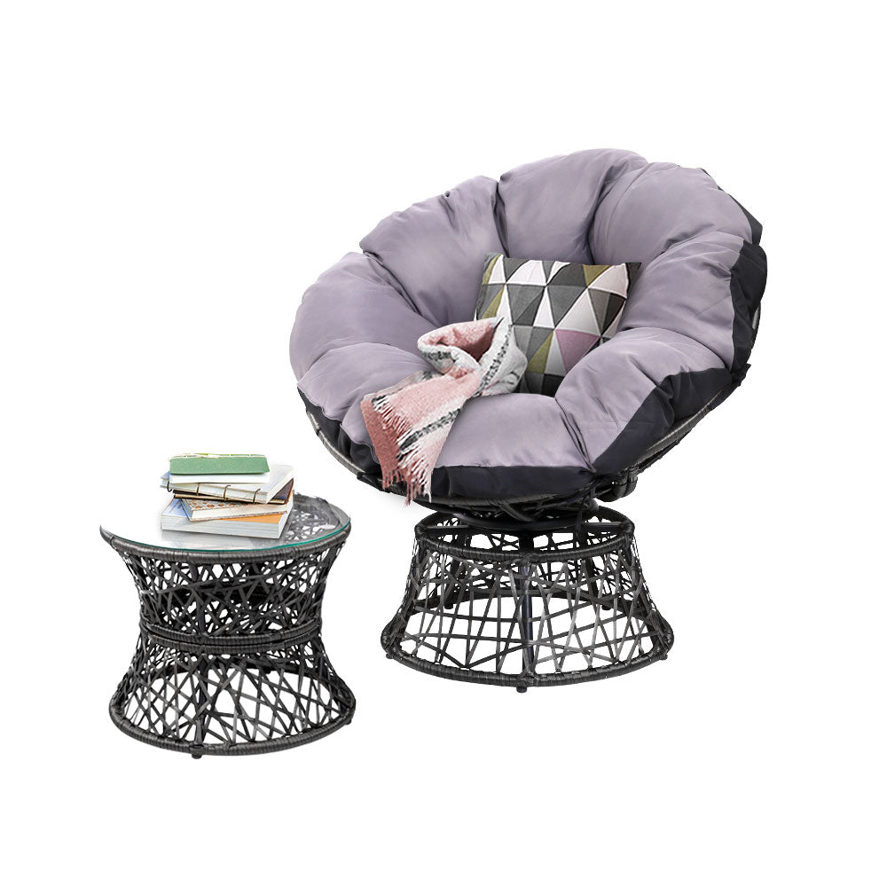Outdoor Papasan Chair Wicker - Black