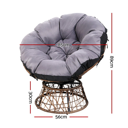 Outdoor Lounge Setting Furniture Wicker Papasan Chairs Table Patio Brown